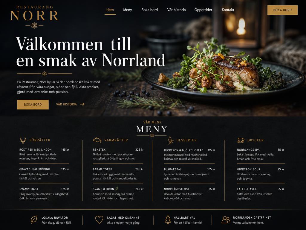 Ny hemsida för Restaurang Norr